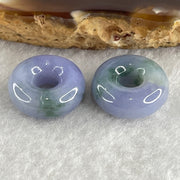Natural Type A Intense Lavender with Green Piao Hua Jadeite Donut Pair for Setting 5.57g 15.2 by 6.2mm - Huangs Jadeite and Jewelry Pte Ltd
