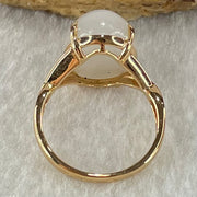 Natural White Nephrite in 18K Rose Gold Ring 4.29g 14.2 by 11.3 by 7.5mm US6.2 HK13.5 - Huangs Jadeite and Jewelry Pte Ltd