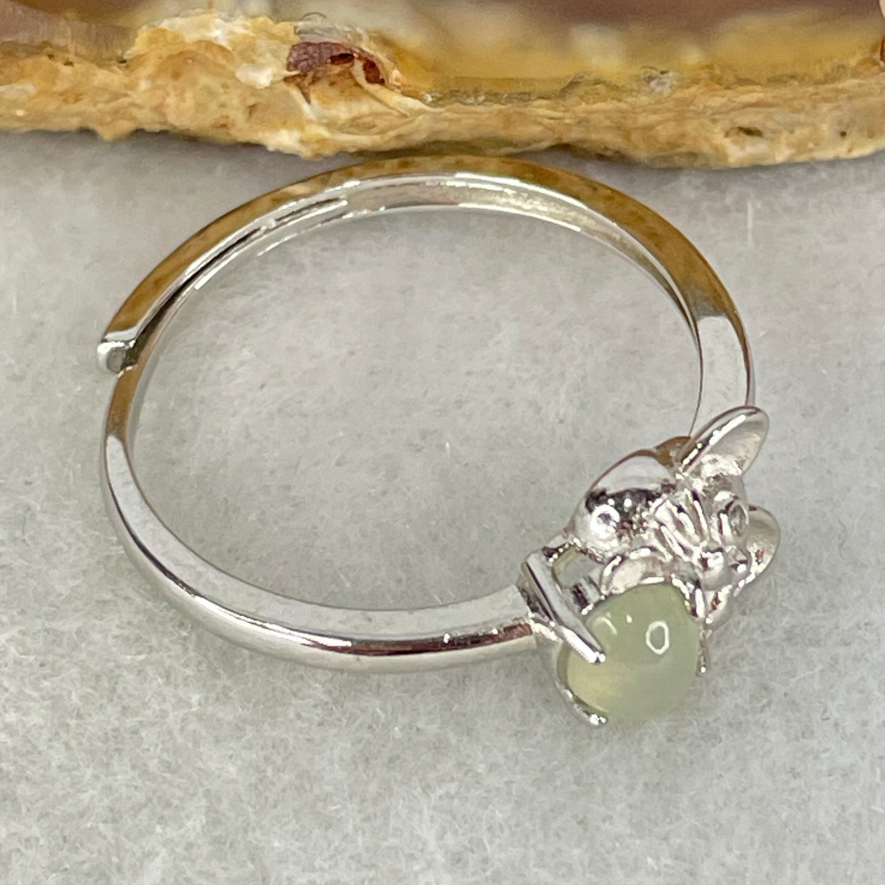 Type A Icy Lavender Cabochon Jadeite in S925 Sliver Rat Ring (Adjustable Size) 1.54g 5.1 by 4.5 by 2.5mm - Huangs Jadeite and Jewelry Pte Ltd