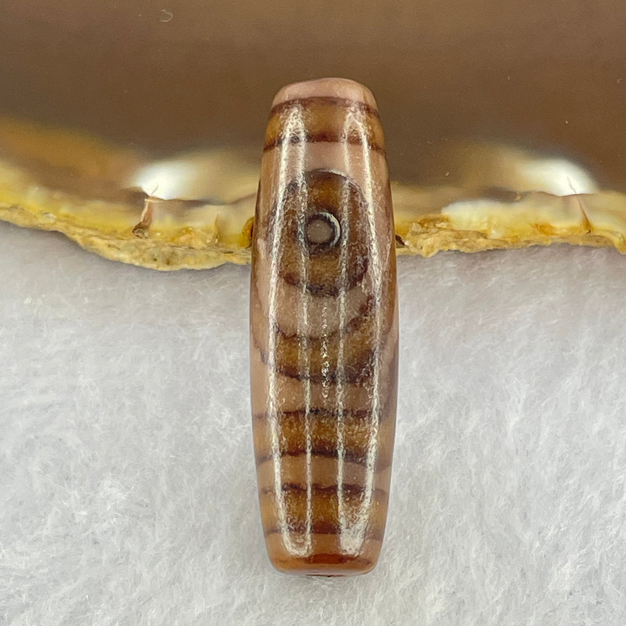 Natural Powerful Tibetan Old Oily Agate 2 Eyes Dzi Bead Heavenly Master (Tian Zhu) 二眼天诛 8.16g 38.9 by 11.6mm - Huangs Jadeite and Jewelry Pte Ltd