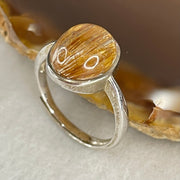 Good Grade Natural Golden Rutilated Quartz Cabochon in S925 Silver Ring 2.93g 10.9 by 8.9 by 5.5mm - Huangs Jadeite and Jewelry Pte Ltd