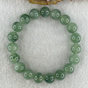 Tye A Natural Jelly Semi Icy Green with Dark Green Piao Hua Jadeite Beads Bracelet 28.75g 14.5cm 9.6mm 19 Beads - Huangs Jadeite and Jewelry Pte Ltd