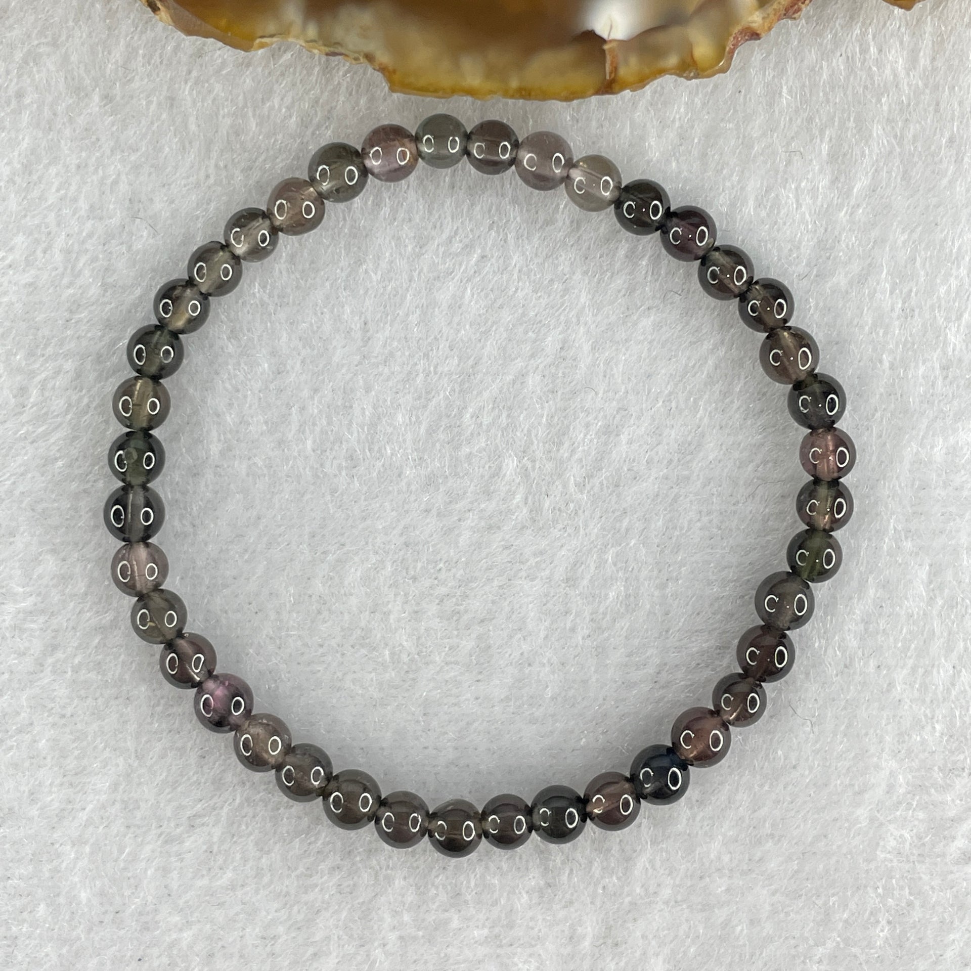 Very Good Grade Natural Purplish Black Tourmaline Crystal Bracelet 4.45g 13.5cm 4.4mm 41Beads - Huangs Jadeite and Jewelry Pte Ltd