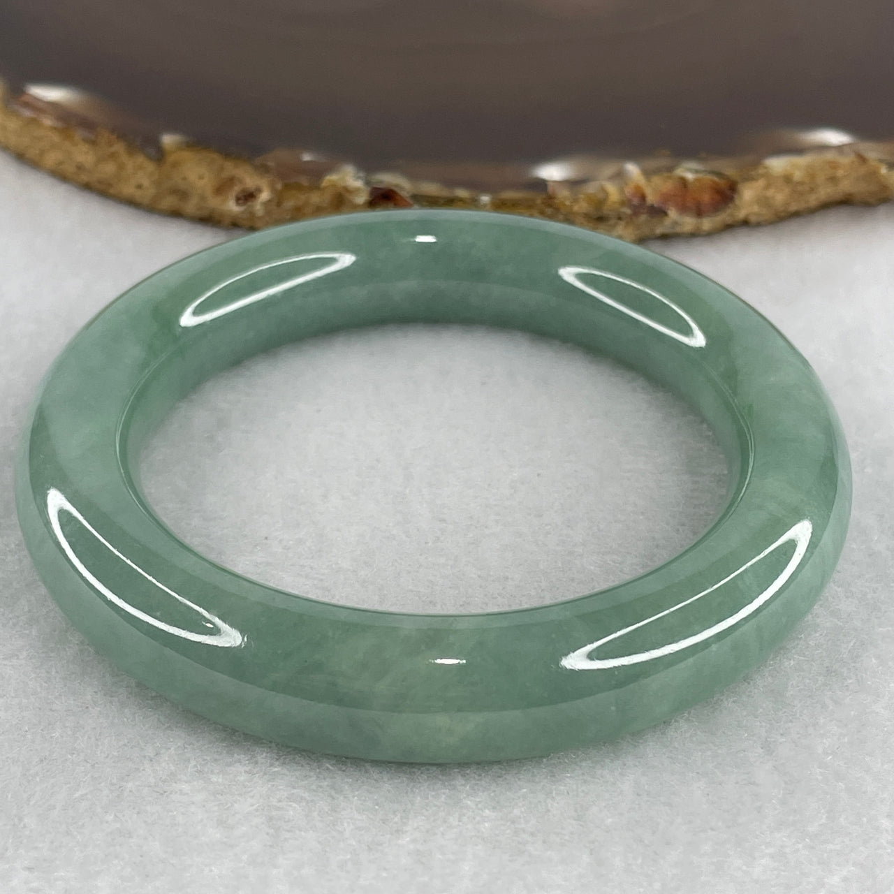 Certified Type A Green Jadeite Full Round Bangle | Untreated Classic Emerald Yuan Bao Fei Cui Bangle (71.93g | Inner Diameter 53.4mm | 12.2 x 11.0mm) (Internal Line)