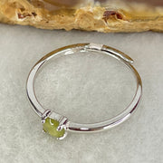 Type A Semi Icy Green Cabochon Jadeite in S925 Sliver Ring (Adjustable Size) 1.02g 4.1 by 1.5mm - Huangs Jadeite and Jewelry Pte Ltd