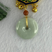 Type A Light Green Jadeite Ping An Kou Donut 25.7 by 5.7mm with Crystals Necklace 37.89g - Huangs Jadeite and Jewelry Pte Ltd