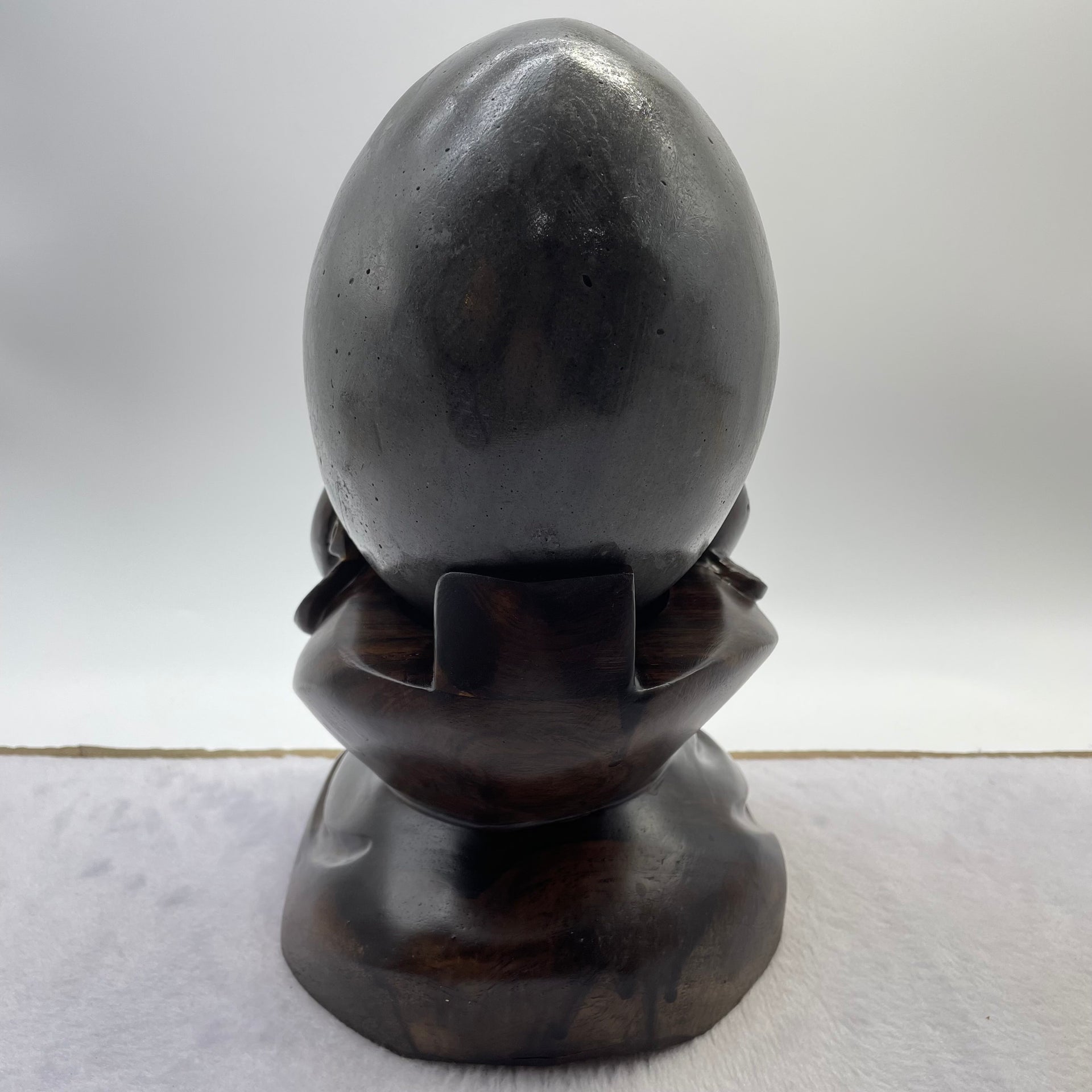 Natural Deep Purple Amethyst Egg with Wooden Stand Display Total 4,721.8g 155.0 by 165.0 by 265.0mm - Huangs Jadeite and Jewelry Pte Ltd