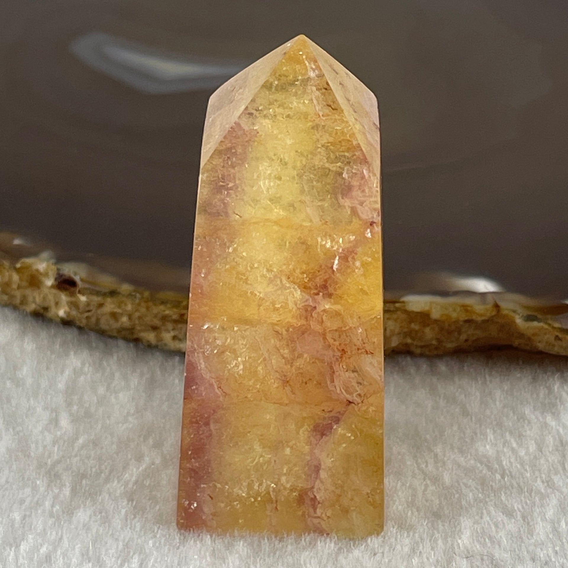 Natural Orange Ferruginous Quartz Crystal Tower Display 72.37g 24.1 by 23.2 by 56.0mm - Huangs Jadeite and Jewelry Pte Ltd