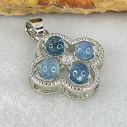 Above Average Grade Rare Natural Blue Dumortierite Rutilated Quartz in S925 Four Leaf Clover Pendant 2.32g 4.0mm 4pcs - Huangs Jadeite and Jewelry Pte Ltd
