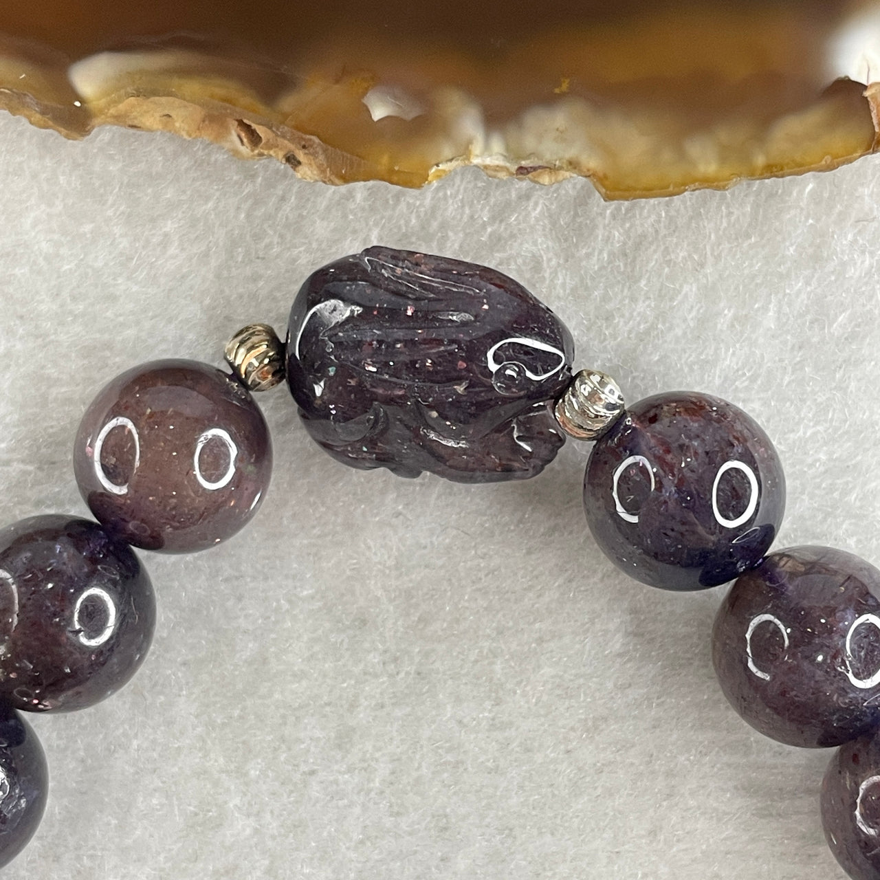 Good Grade Natural Purple Iolite with Rabbit Beads Bracelet 33.39g 16cm 11.4mm 16Beads - 16.8 by 12.6 by 11.3 Rabbit - Huangs Jadeite and Jewelry Pte Ltd