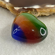 Natural Green with Red and Blue Cats Eye Glass Mini Heart Shape Display 17.49g 30.3 by 25.4 by 16.1mm - Huangs Jadeite and Jewelry Pte Ltd