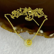 Natural Yellowish Nephrite Ping An Kou Donut 999 Gold Pendent in Gold Color Necklace 2.91g 10.1 by 6.5mm - Huangs Jadeite and Jewelry Pte Ltd