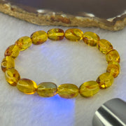 Natural Golden Yellow with Red Flower Amber Beads Bracelet 天然花珀手链 7.68g 15cm 8.5mm 16 Beads - Huangs Jadeite and Jewelry Pte Ltd