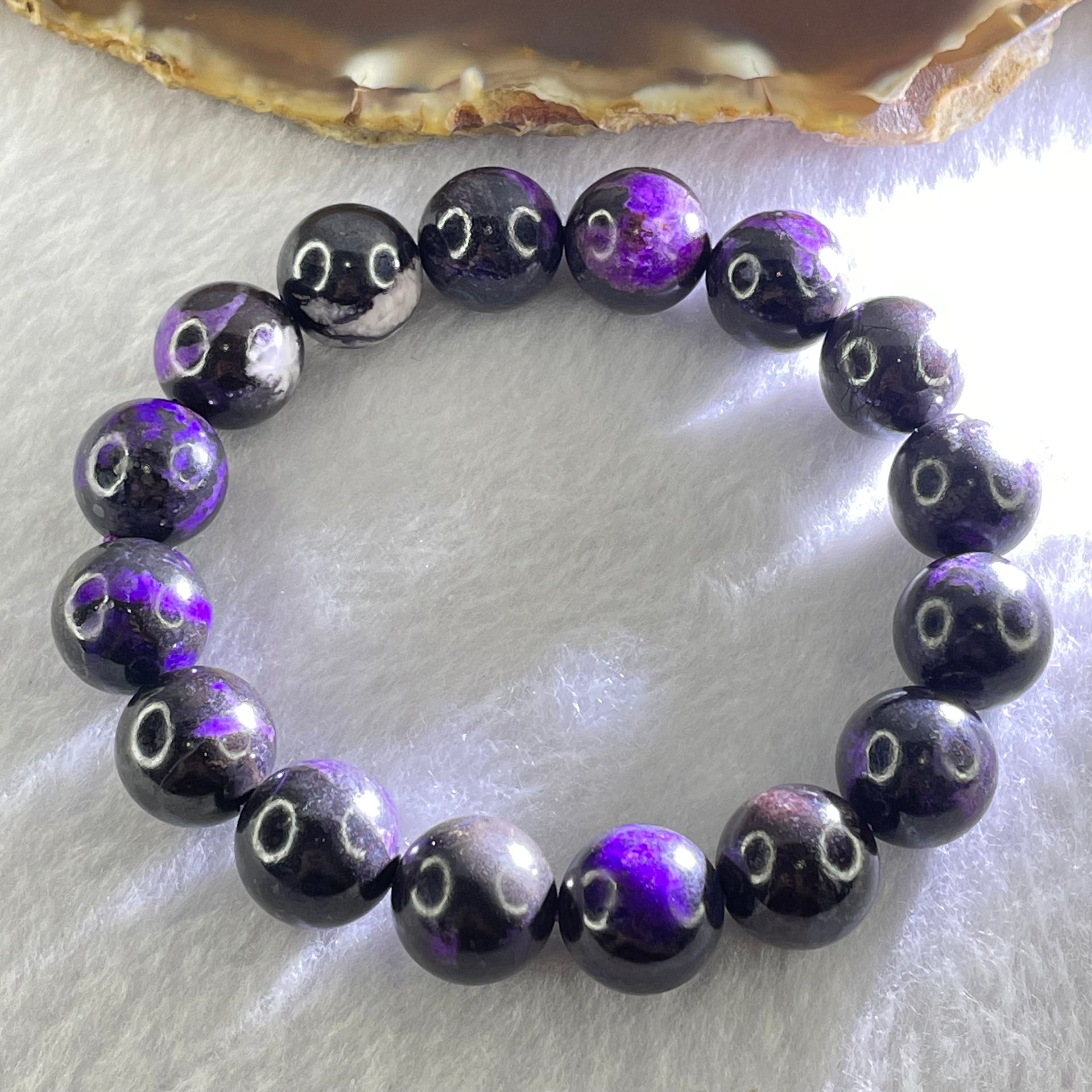 Very Good Grade Natural Sugilite Bracelet 天然苏纪石手链 52.36g 17cm 12.6mm 16 Beads - Huangs Jadeite and Jewelry Pte Ltd