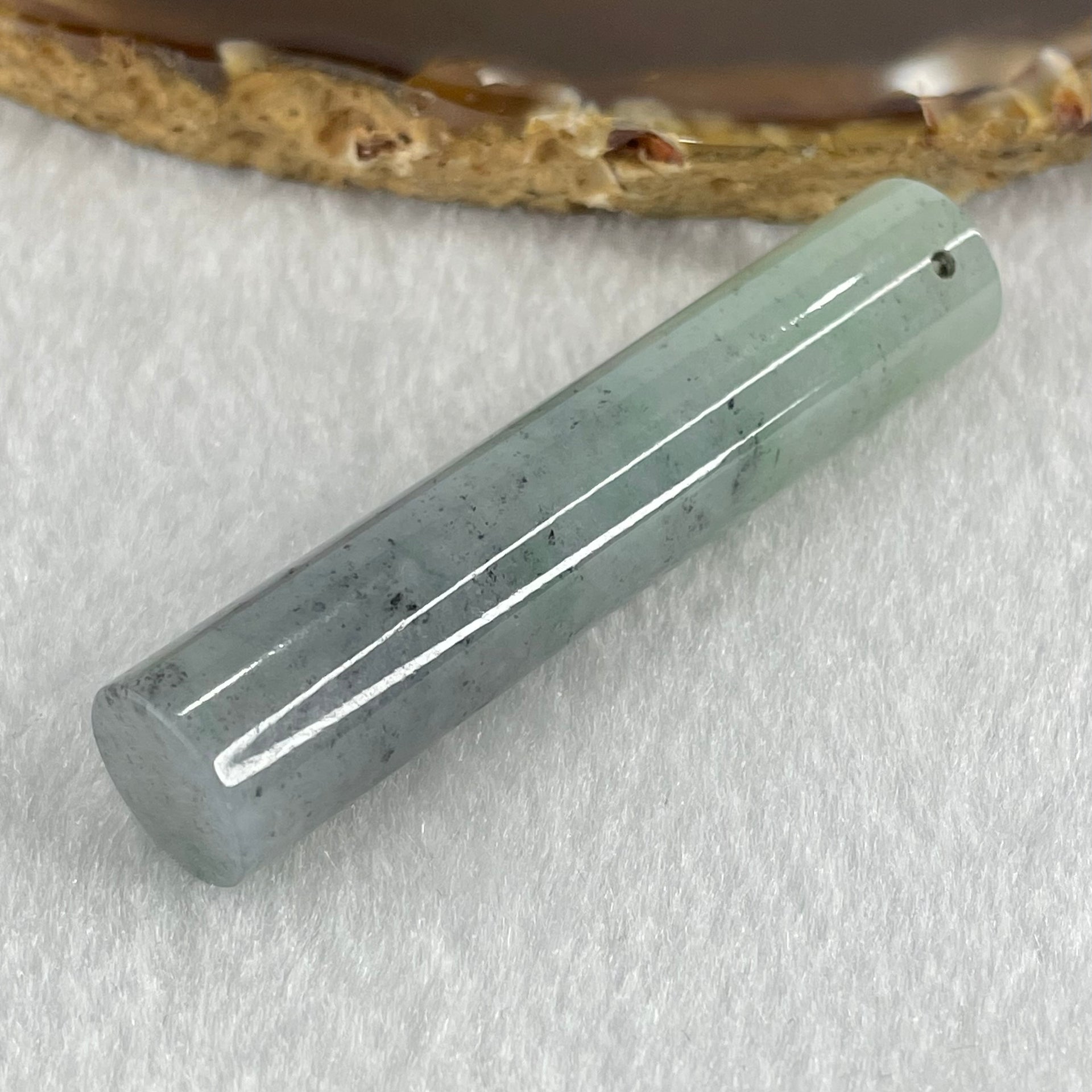 Type A Wuji Grey and Green Jadeite Pillar Pendant 22.30g 59.3 by 12.0mm - Huangs Jadeite and Jewelry Pte Ltd