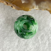 Natural Type A Lao Keng Old Mine Green with Light Green Jadeite Flora Carving Bead Charm 1.44g 11.4mm - Huangs Jadeite and Jewelry Pte Ltd
