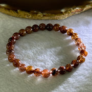 Natural Copper Rutilated Quartz Beads Bracelet 天然銅髮晶手镯 13.93g 16cm 7.4mm 27 Beads - Huangs Jadeite and Jewelry Pte Ltd