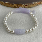 Natural Type A Intense Lavender Jadeite Flower with Faux Pearl Beads Bracelet 17.09g 15.5cm 40.0 by 10.3 by 10.5mm - 17.0 by 9.4 by 5.8mm - Huangs Jadeite and Jewelry Pte Ltd