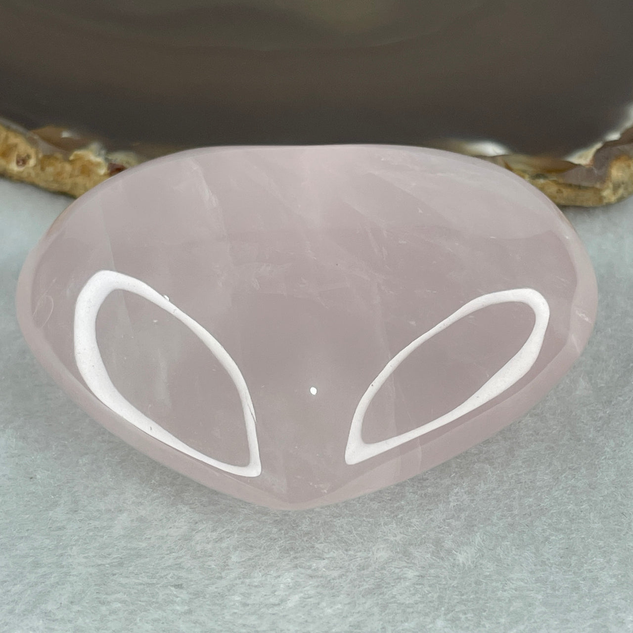 Above Average Grade Natural Rose Quartz Heart Shape Display 146.13g 57.5 by 70.0 by 26.8mm