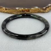 Type A Wuji Black Grey with Green Patch Jadeite Bangle Internal Diameter 55.5mm 40.98g 6.4 by 6.5mm (Internal Lines) - Huangs Jadeite and Jewelry Pte Ltd