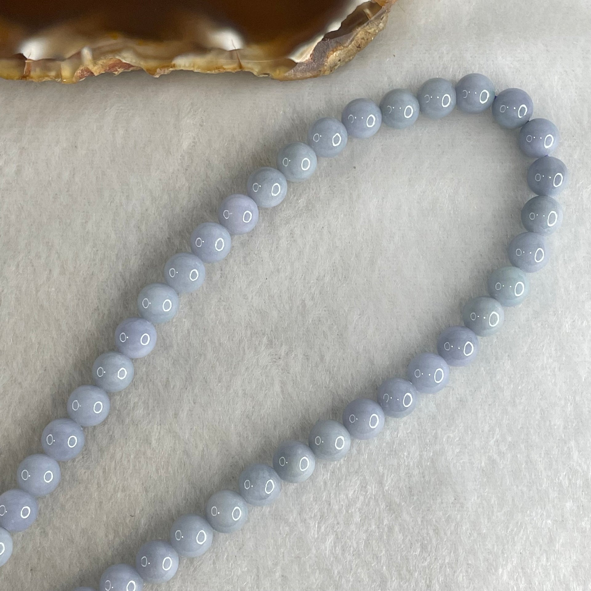 Type A Full Lavender Jadeite Beads Necklace 58.26g 66cm 7.0mm 98 Beads - Huangs Jadeite and Jewelry Pte Ltd