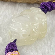 Type A Jelly Faint Lavender with Yellowish Jadeite Male Pixiu String Bracelet 6.65g 17.4 by 14.6 by 10.2mm - Huangs Jadeite and Jewelry Pte Ltd