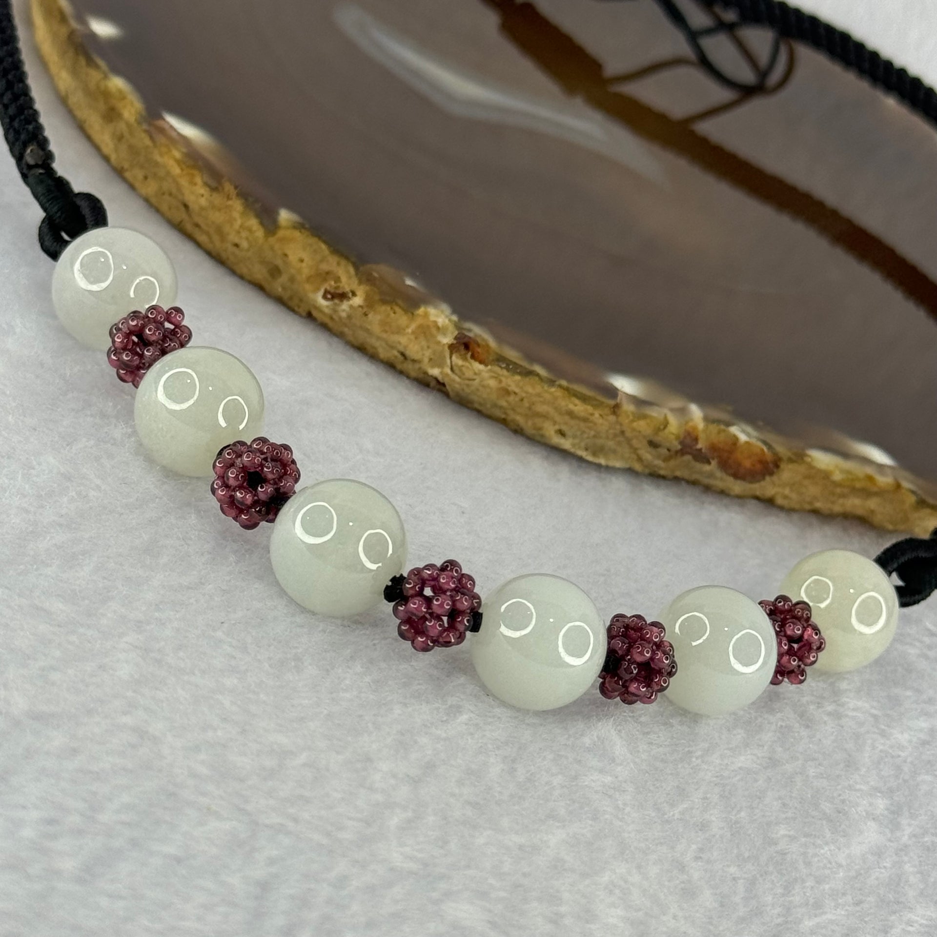 Type A Light Lavender Jadeite Beads Necklace 32.07g 13.3mm by 6 Beads - Huangs Jadeite and Jewelry Pte Ltd