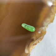 Type A Old Mine Full Green Jadeite Peapod Charm Stone For Setting 0.16g 10.3 by 4.0 by 2.0mm - Huangs Jadeite and Jewelry Pte Ltd