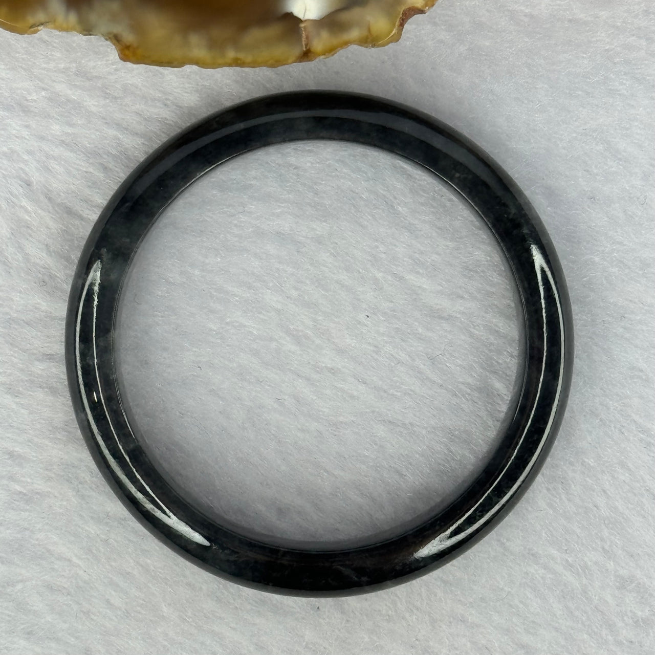 Type A Highly Translucent Black Grey Wuji Jadeite Baby Bangle 13.17g Internal Diameter 36.4mm 7.3 by 5.2mm - Huangs Jadeite and Jewelry Pte Ltd
