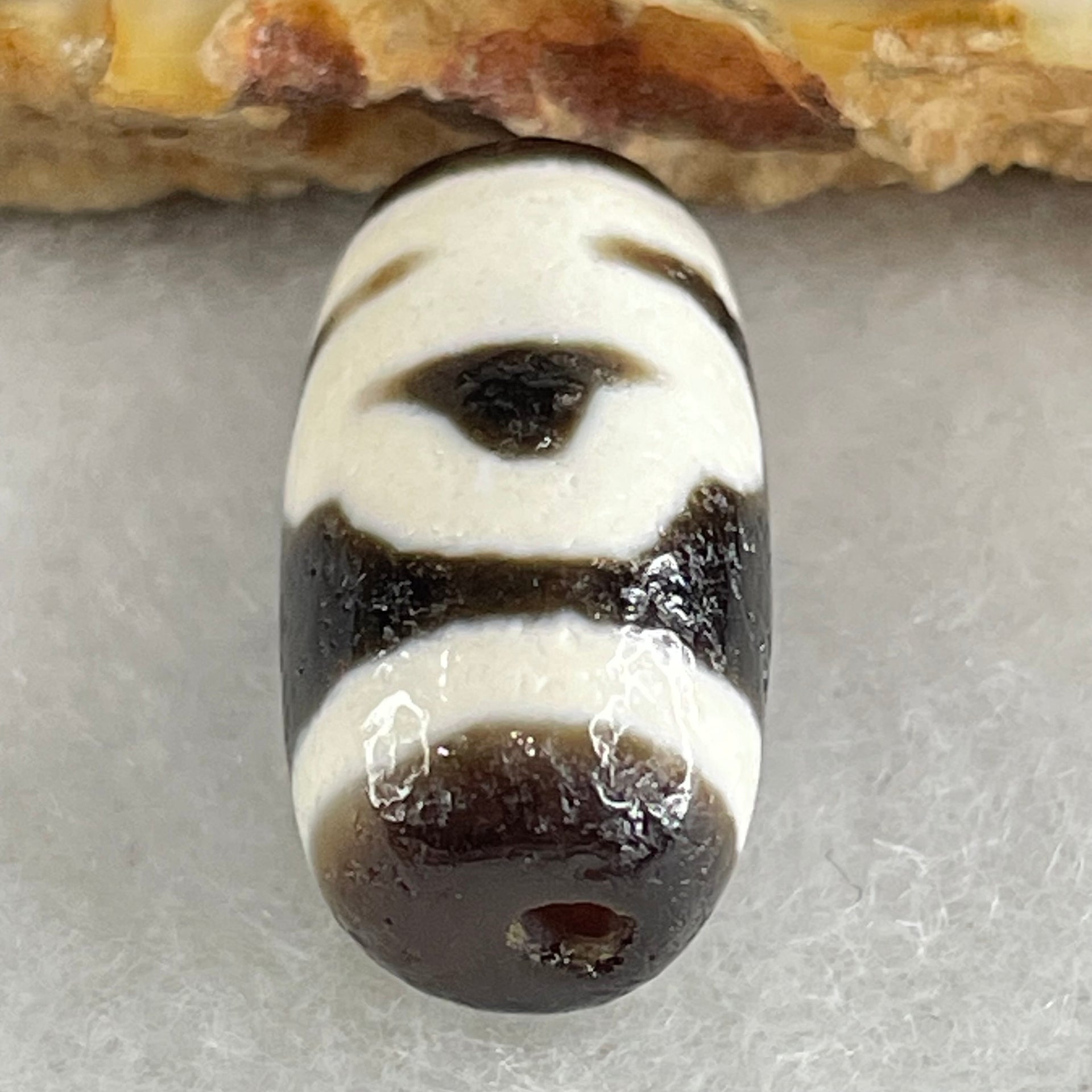 Natural Powerful Tibetan Old Oily Agate Double Bodhi Tree Bead Heavenly Master (Tian Zhu) 3.09g 1.92 by 10.0mm - Huangs Jadeite and Jewelry Pte Ltd