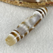 Natural Powerful Tibetan Old Oily Agate 2 Eye with Zha Ji La Mu Female Cai Shen Carvings Dzi Bead Heavenly Master (Tian Zhu) 两眼扎基拉姆女财神天诛 11.98g 57.3 by 12.5mm - Huangs Jadeite and Jewelry Pte Ltd