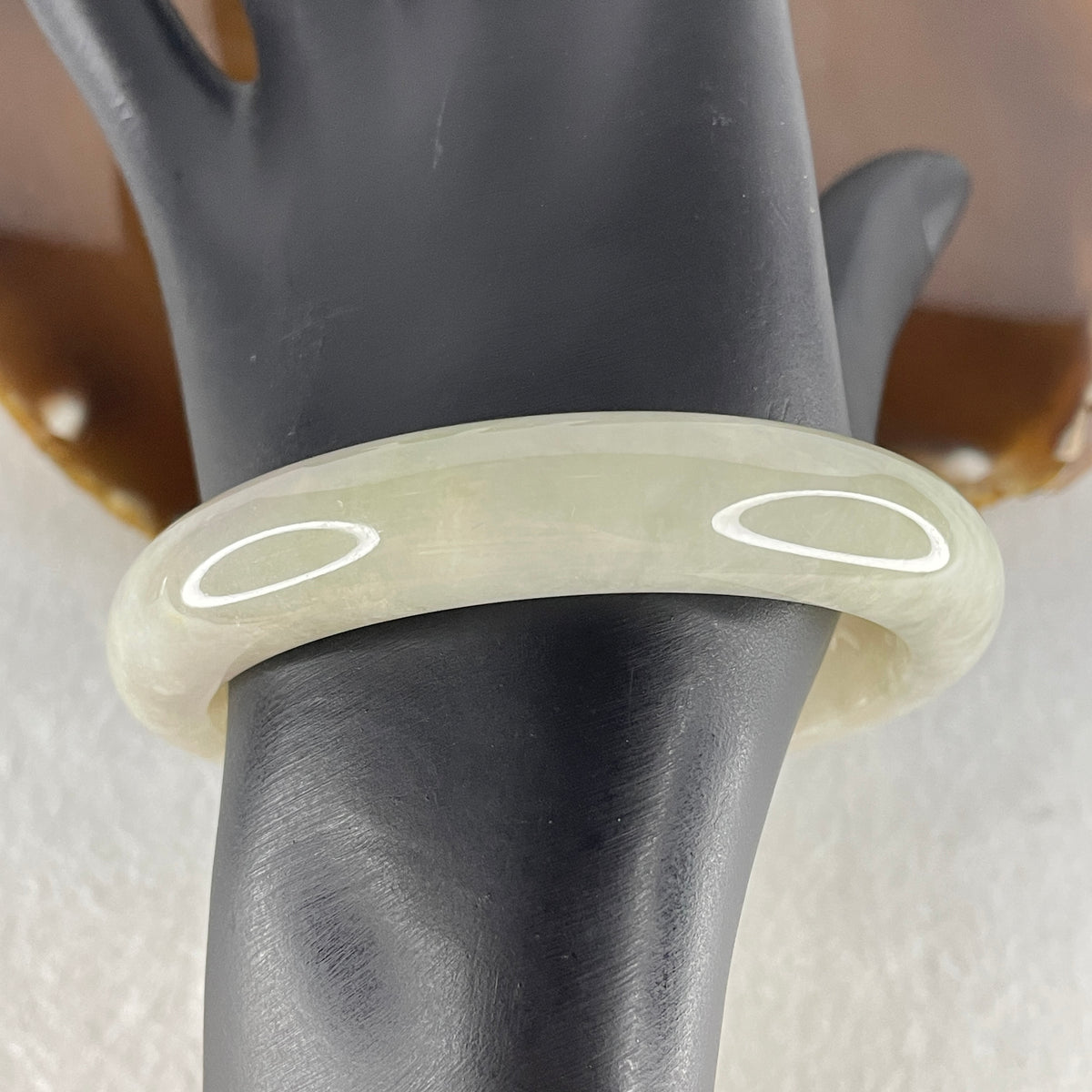 Certified Natural Type A Yellowish Green Jadeite Bangle | 59.3mm Inner Diameter (65.33g 12.9x8.5mm | Very Very Slight Internal Line | Abundance, Joy & Solar-Heart Synergy) - Huangs Jadeite and Jewelry Pte Ltd