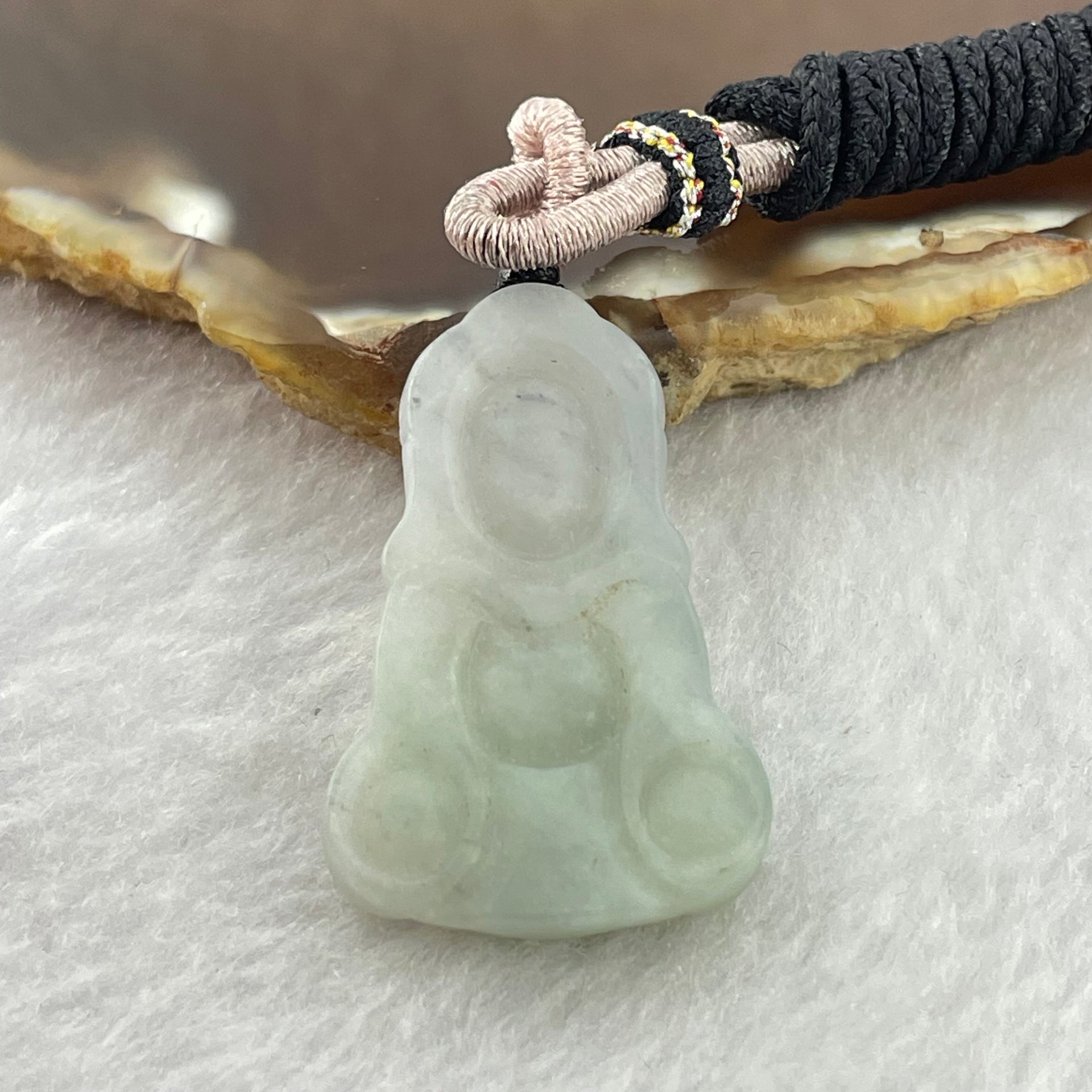 Type A Light Green Jadeite Baby Buddha Pendent 11.45g 33.2 by 21.0 by 8.4mm - Huangs Jadeite and Jewelry Pte Ltd
