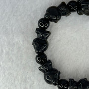 Obsidian Bear 17.5 by 12.8 by 11.7mm 8pcs and Beads 8.3mm 8pcs Charms Bracelet 27.92g 15.5cm - Huangs Jadeite and Jewelry Pte Ltd