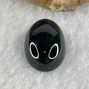 Type A Translucent Black Omphacite Jadeite Round Cabouchon Stone For Setting 2.08g 15.6 by 10.9 by 6.1mm - Huangs Jadeite and Jewelry Pte Ltd