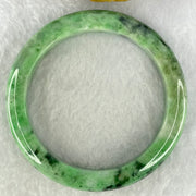 Type A Spicy Green With Dark Green Piao Hua Jadeite Bangle Internal Diameter 56.3mm 58.27g 11.9 by 9.0mm (Close to Perfect) - Huangs Jadeite and Jewelry Pte Ltd