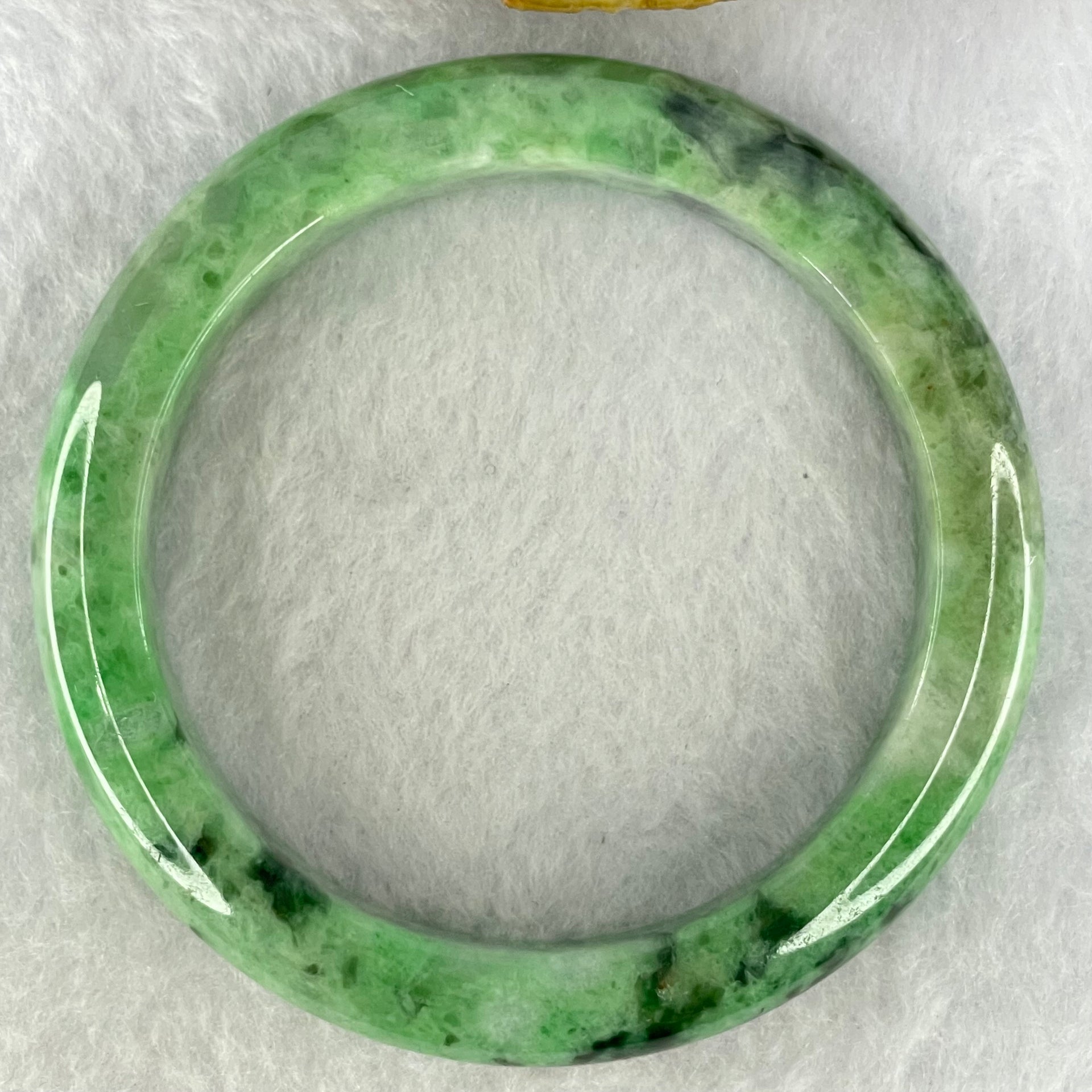 Type A Spicy Green With Dark Green Piao Hua Jadeite Bangle Internal Diameter 56.3mm 58.27g 11.9 by 9.0mm (Close to Perfect) - Huangs Jadeite and Jewelry Pte Ltd