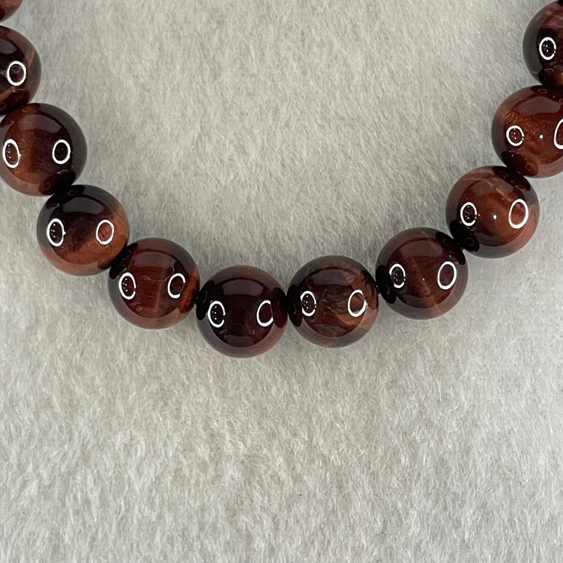 Natural Red Tiger's Eye Quartz Beads Bracelet 18.23g 15.5cm 8.4mm 23 Beads - Huangs Jadeite and Jewelry Pte Ltd