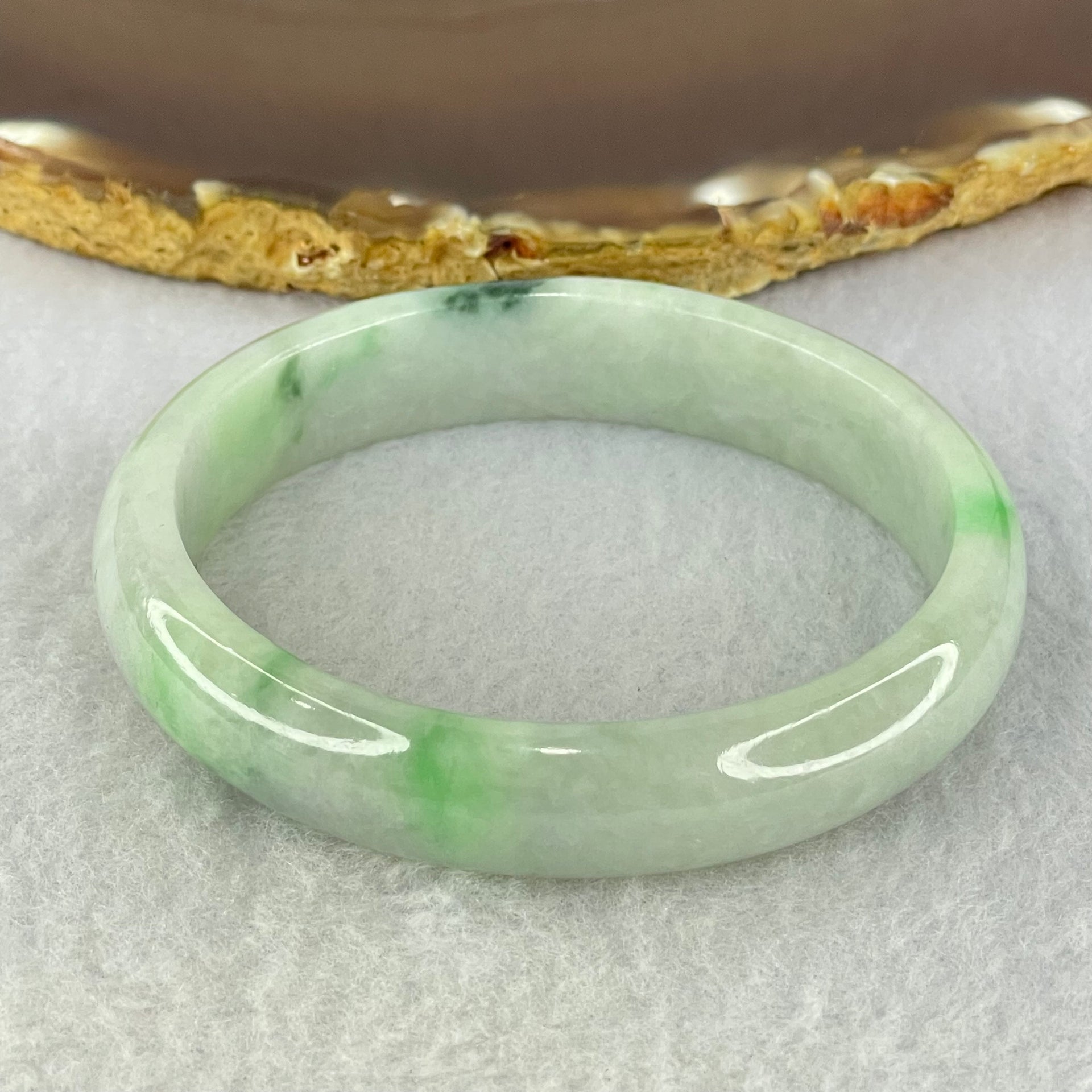 Type A Green Lavender and Blueish Green Piao Hua Jadeite Bangle Internal Diameter 56.4mm 41.62g 12.9 by 6.9mm (Slight Internal Lines) - Huangs Jadeite and Jewelry Pte Ltd