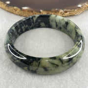 Natural Type A Wuji Black with Yellowish Green Jadeite Bangle | (56.38g | 55.1mm ID | 16.0 x 7.8mm | Close to Perfect | Yin-Yang Harmony & Sovereign Wealth Anchor, Feng Shui Protection & Statement Bangle) - Huangs Jadeite and Jewelry Pte Ltd