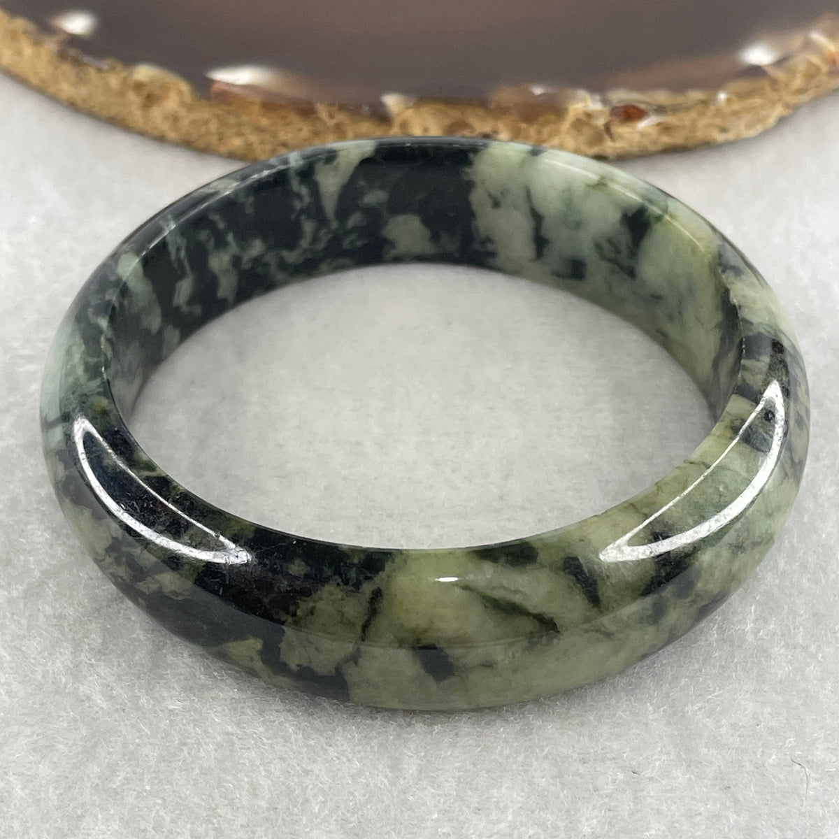 Natural Type A Wuji Black with Yellowish Green Jadeite Bangle | (56.38g | 55.1mm ID | 16.0 x 7.8mm | Close to Perfect | Yin-Yang Harmony & Sovereign Wealth Anchor, Feng Shui Protection & Statement Bangle) - Huangs Jadeite and Jewelry Pte Ltd