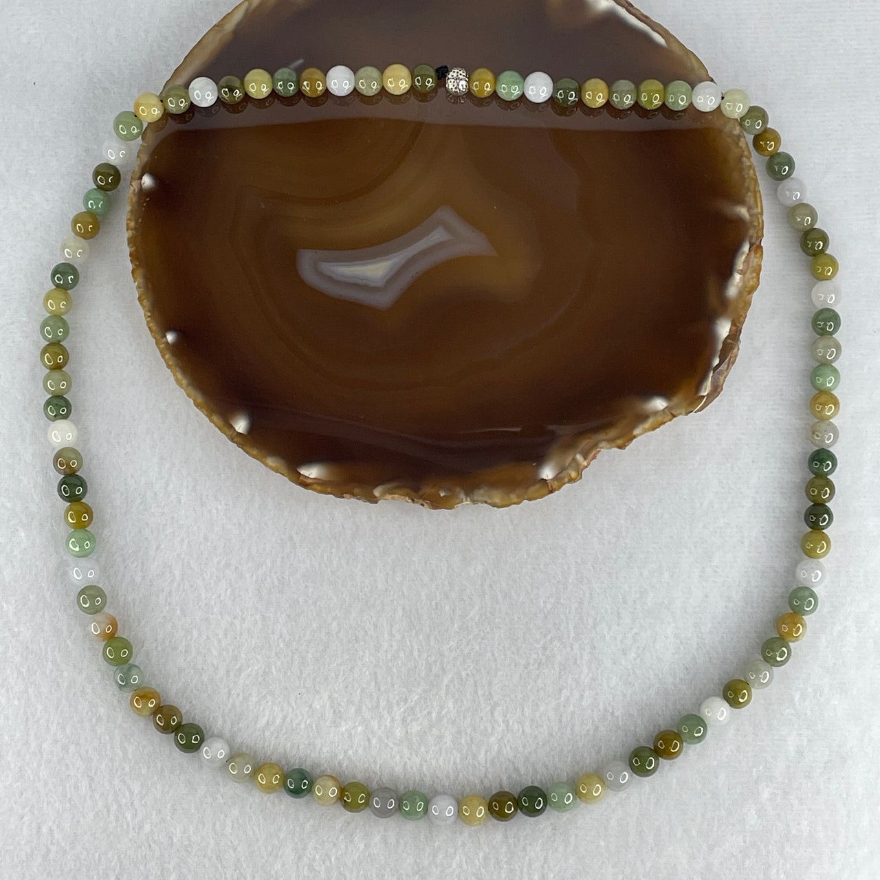 Natural Type A Multi-Color Jadeite Beads Necklace | 100% Untreated Three-Blessings Strand | Fine Fei Cui Statement Jewelry (60.34g | 62cm | 7.5mm | 88 Beads)