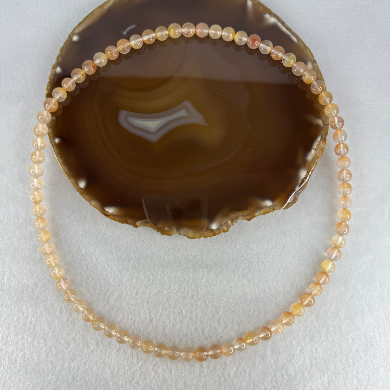 Very Good Grade Natural Orange Yellow Rabbit Hair Rutilated Quartz Beads Necklace | 7.7mm Silky Rutile Vitality Amulet (45.54g | 54cm Length | 75 Beads)