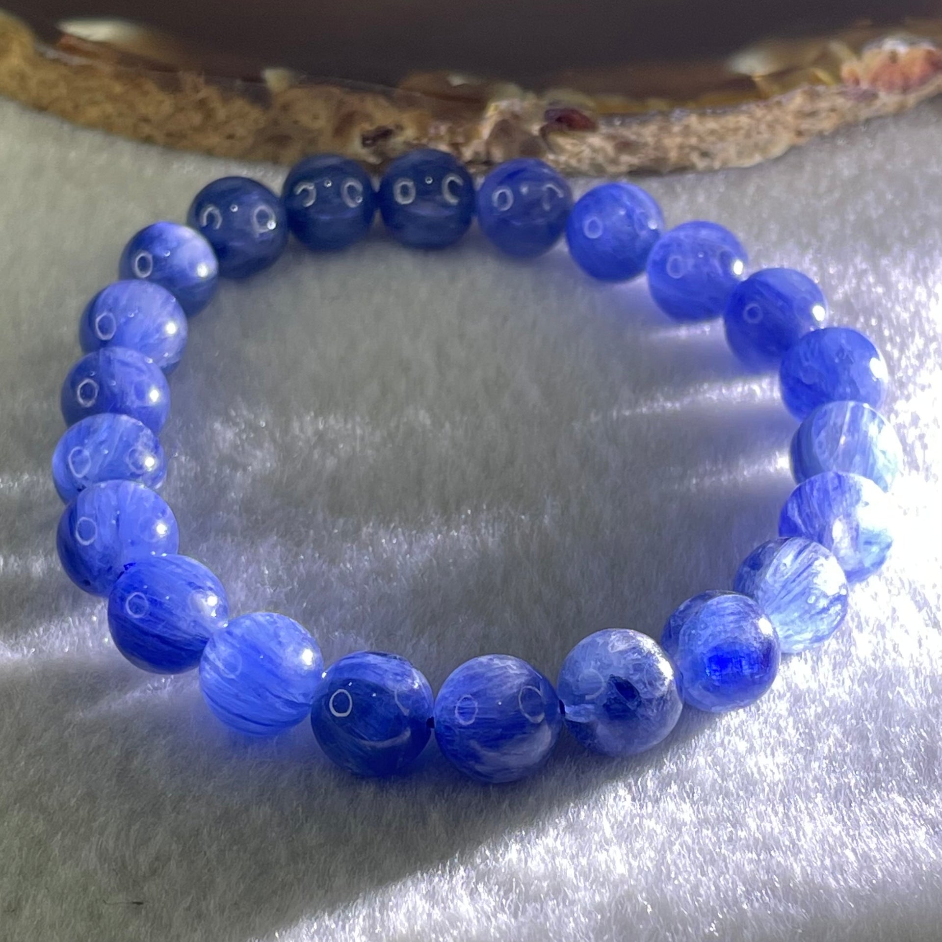 Natural Blue Kyanite Beads Bracelet 25.96g 15.5cm 8.9mm 22 Beads - Huangs Jadeite and Jewelry Pte Ltd