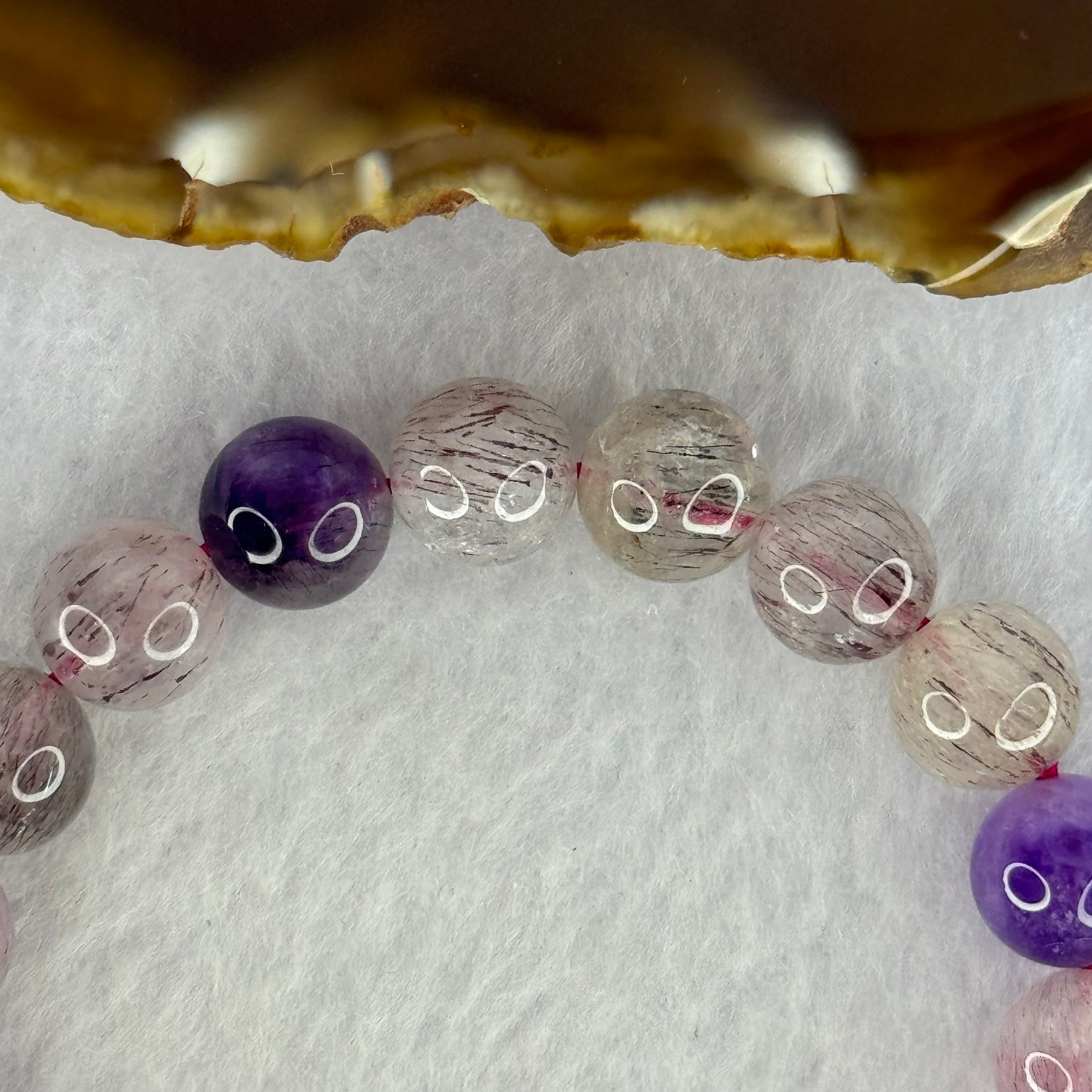 Natural Super 7 Beads Bracelet 32.34g 17.5cm 10.8mm 19 Beads - Huangs Jadeite and Jewelry Pte Ltd