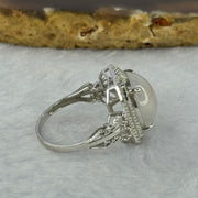 18K White Gold Type A White Jadeite with diamonds Ring 4.47g 12.7 by 10.9 by 4.5mm US6.5 HK14 - Huangs Jadeite and Jewelry Pte Ltd