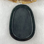 Type A Opaque to Partial Translucent Black Omphacite Jadeite Double Fish with Lotus Flower and Coins Pendant 29.11g 61.1 by 44.1 by 9.2mm - Huangs Jadeite and Jewelry Pte Ltd
