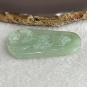 Natural Type A Jelly Light Green Jadeite Guan Yin on Lotus Flower Pendant 23.91g 55.0 by 34.1 by 7.5mm - Huangs Jadeite and Jewelry Pte Ltd