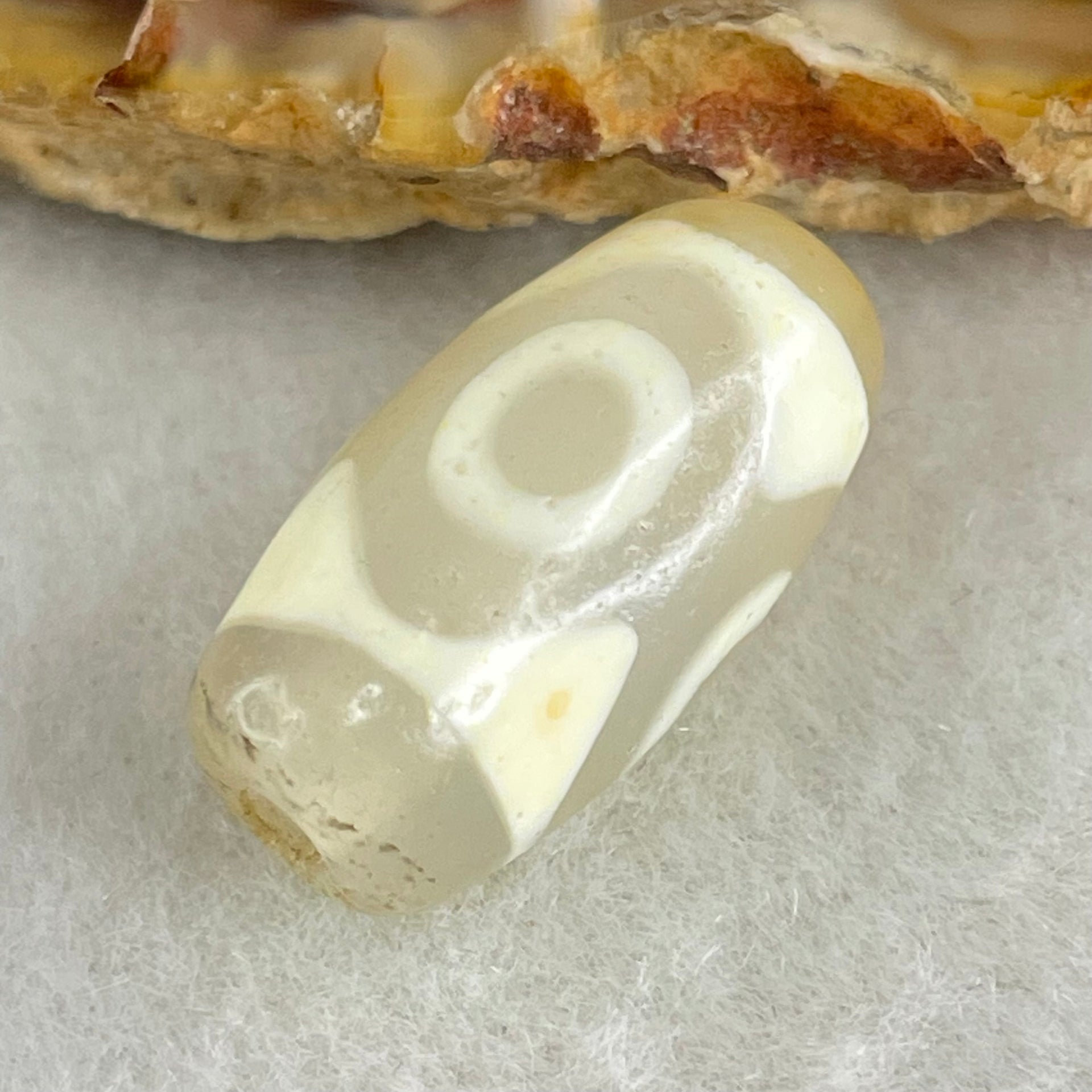 Natural Powerful Tibetan Old Oily Agate 3 Eyes Dzi Bead Heavenly Master (Tian Zhu) 三眼天诛 3.03g 20.0 by 10.3mm - Huangs Jadeite and Jewelry Pte Ltd