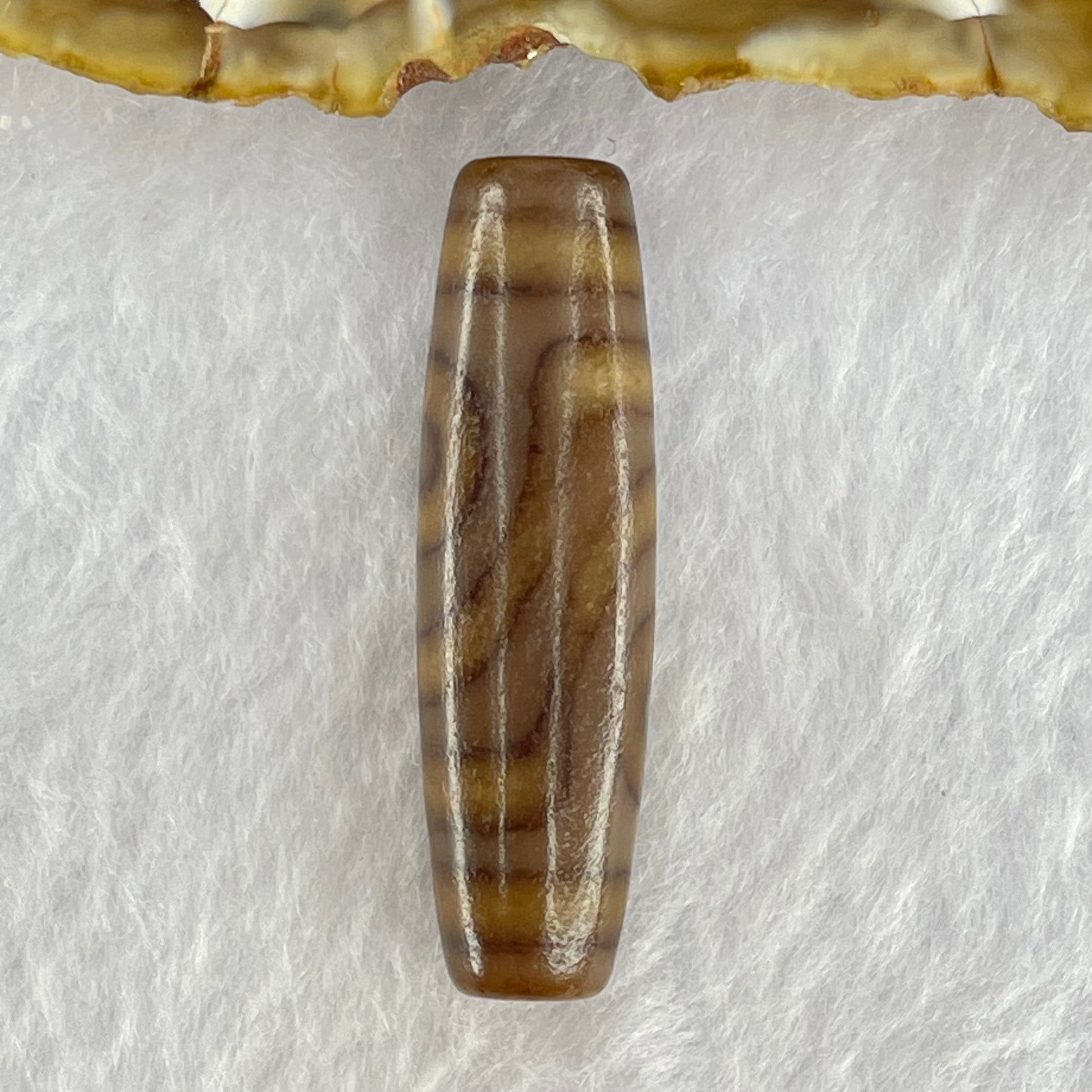 Natural Powerful Tibetan Old Oily Agate 2 Eyes Dzi Bead Heavenly Master (Tian Zhu) 二眼天诛 7.65g 39.6 by 11.3mm - Huangs Jadeite and Jewelry Pte Ltd